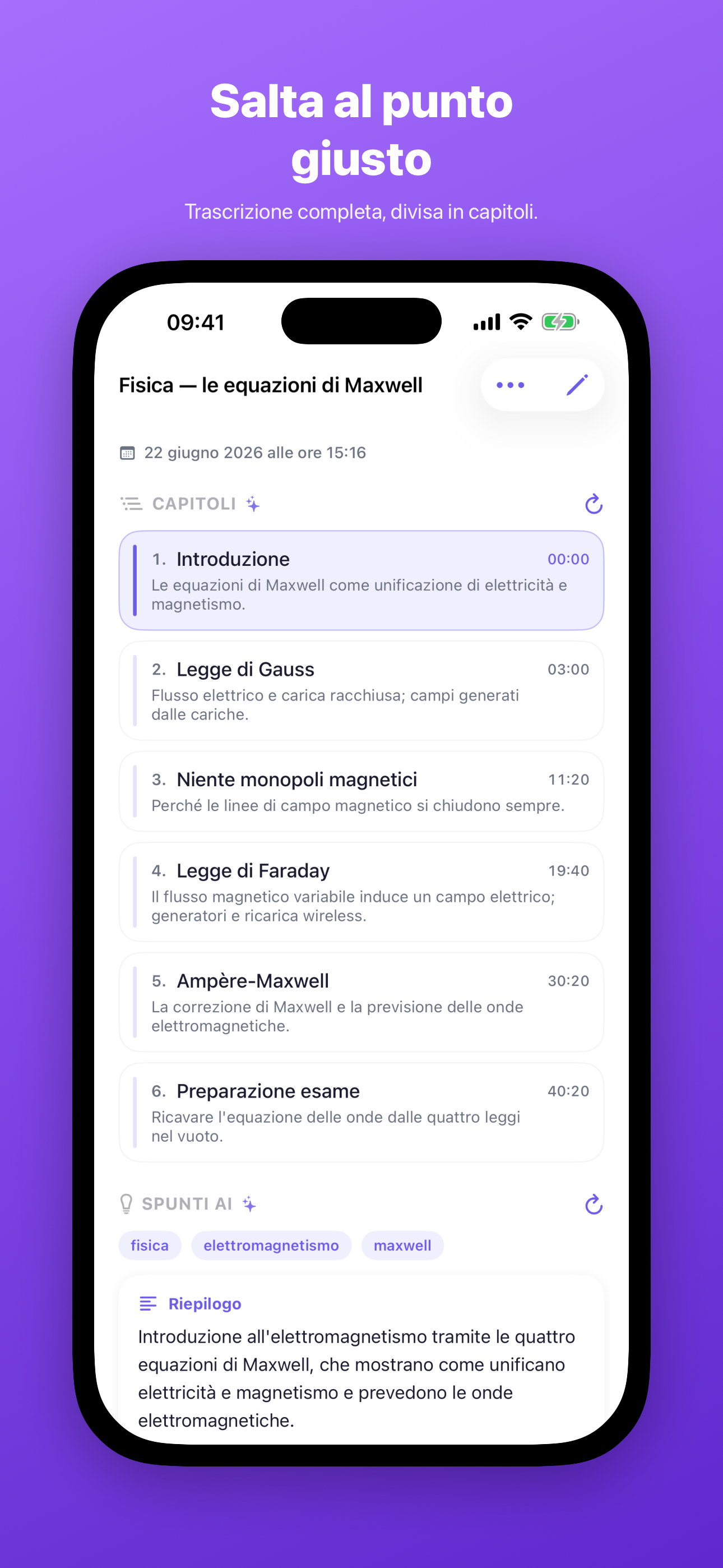Dettaglio registrazione